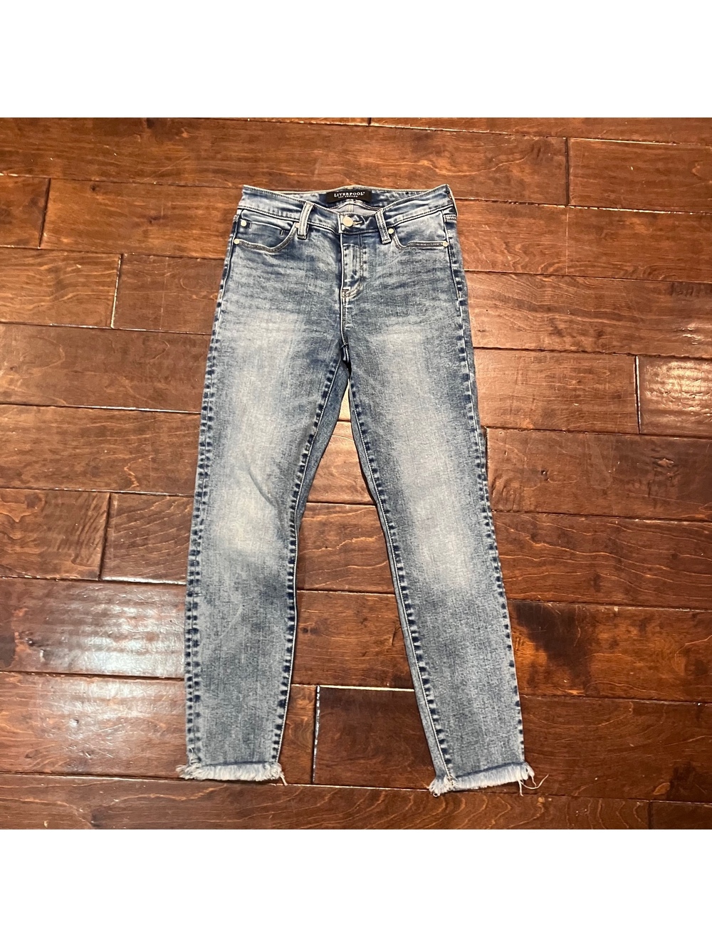 Liverpool Los Angeles Women's Y2K Stretch Acid Wash Raw Hem Skinny Jeans Size 4